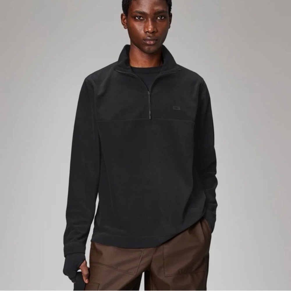 NWT Rains Men's Addis Fleece Half Zip Shirt - Black medium